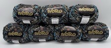 Noro Hataru Yarn Lot of 7 Cotton Poly Color No 2 D Black Gray Blue Olive 50g