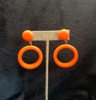 Vintage Bakelite Orange Hoop Clip On earrings 1930's Chic Unsigned