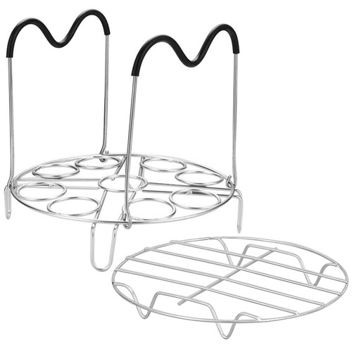 Steamer Cooling Rack Trivet Accessory Set, Include 9-holes Egg Steamer Cookin...
