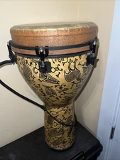 Vintage REMO Djembe 14x25 Mondo Fossil Fantasy Brown Drum Musical Instrument