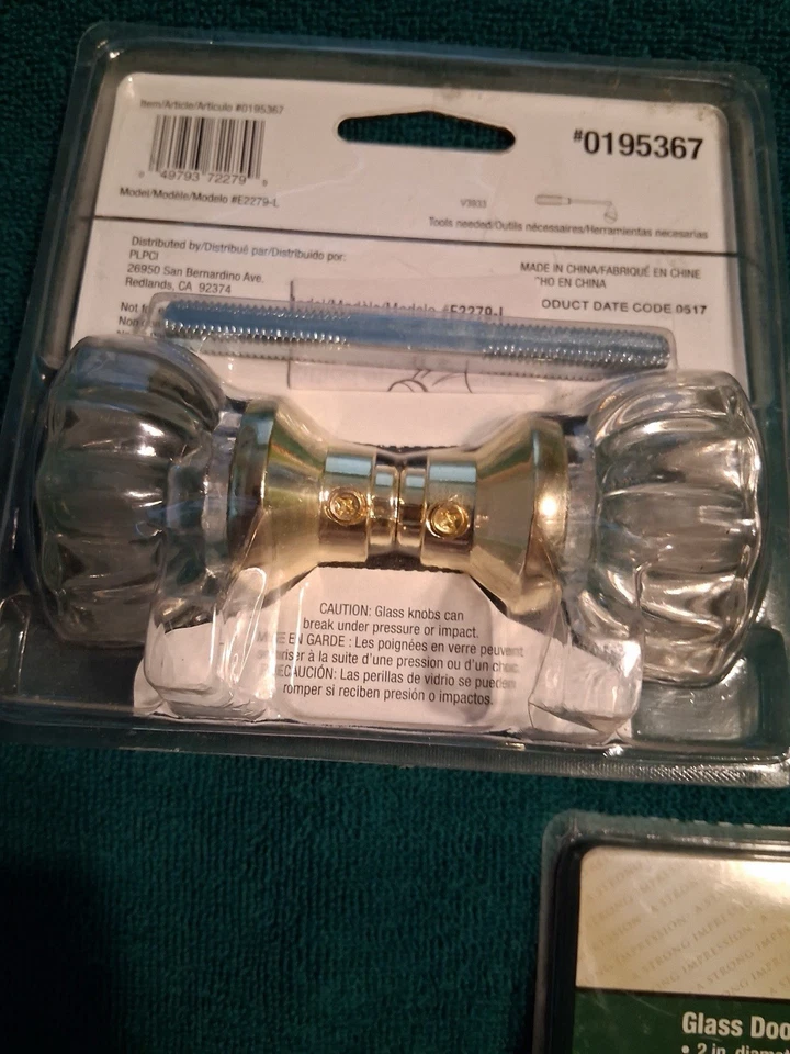 Maçaneta de porta com acabamento em latão de vidro nova entrada de casa portão #0195367 fechada - Imagem 3 de 3