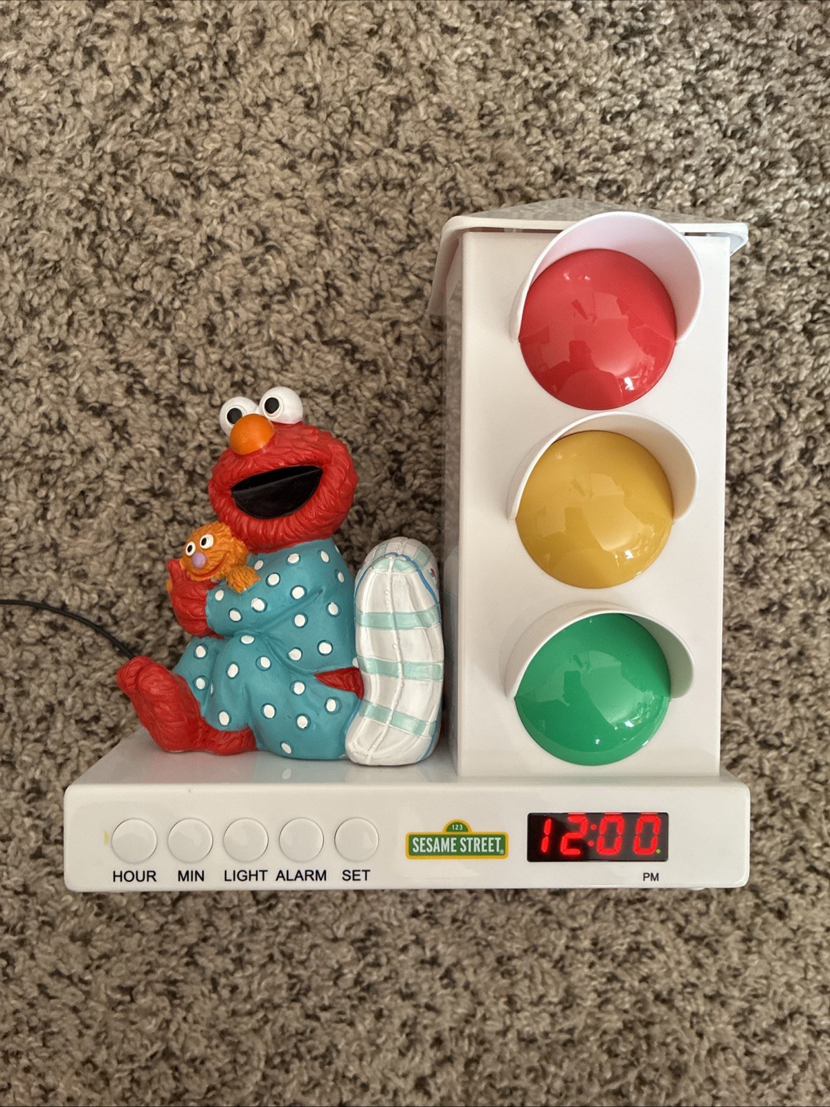 The Sesame Street 123 Stoplight Alarm Clock Elmo Tested Works RARE HTF LIGHTS UP photo