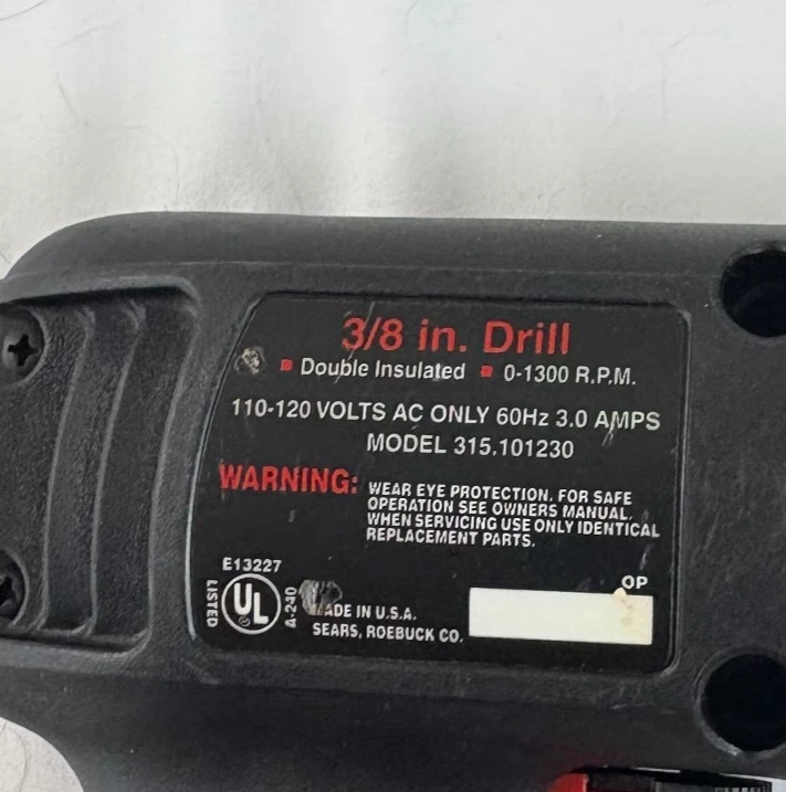 Broca Sears Craftsman 3/8 polegadas 110-120 volts apenas CA - Imagem 3 de 3