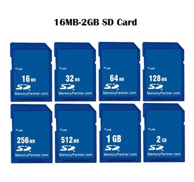SD Secure Digital Flash Speicherkarte 16MB 32MB 64MB 128MB 256MB 512MB 1GB 2GB