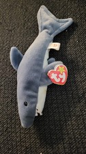 Ty Beanie Baby Crunch the Shark Plush Toy 1996 Model, New with Hang Tags