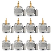 10PCS UHF Male PL259 Crimp Connector for RG58 RG142 LMR195 Coaxial Cable Plug