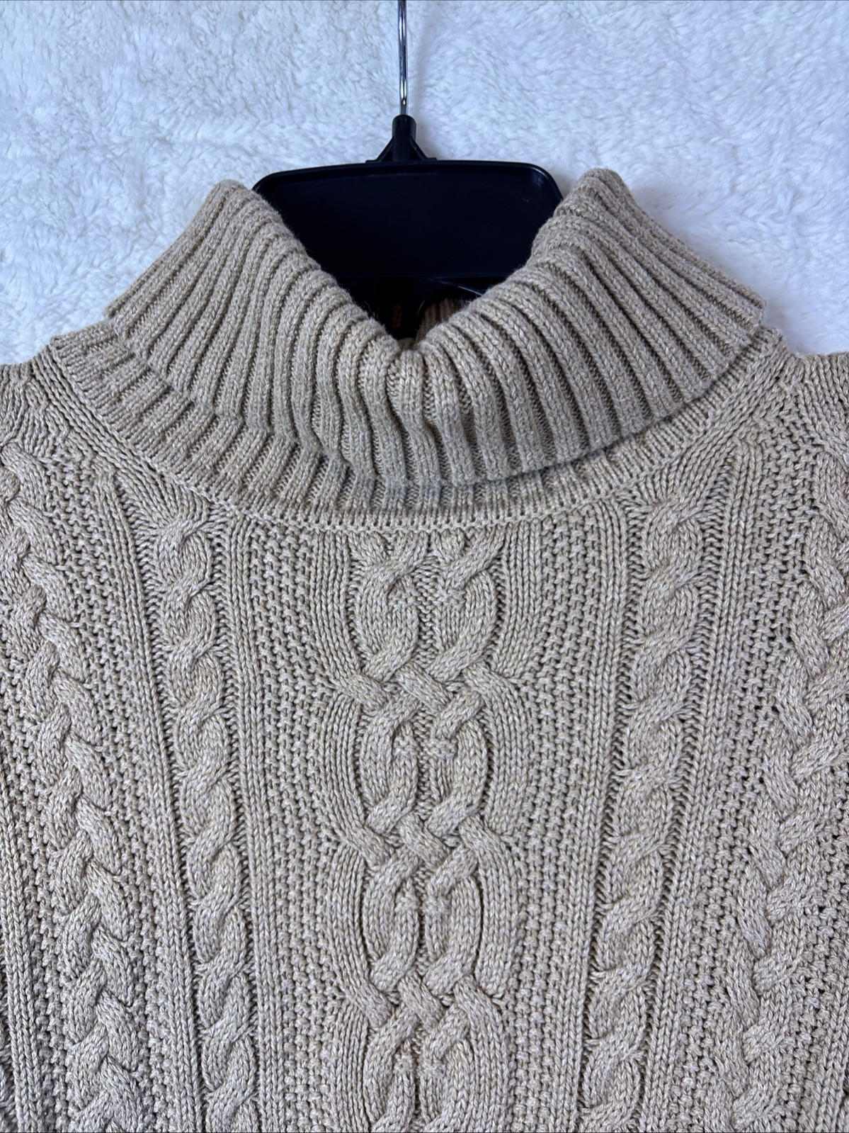 Amazon Essentials Large Tan Cable Knit Turtleneck… - image 4
