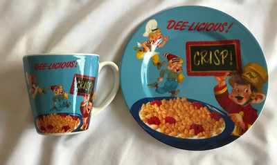 Kelloggs Vintage Rice Krispies Plate and Mug Set Blue