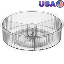 Clear Rotating Organizer Turntable Kitchen Bathroom Storage W/ Dividers New