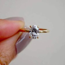 Oval Cut 2.90 Ct White Diamond Lab-Created Engagement Ring 14K Yellow Gold FN