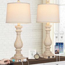 Vintage 29" Table Lamps Set of 2 with USB Ports  Touch Control, Dimmable