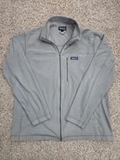 PATAGONIA Fleece Jacket Mens XL Gray Micro D Full Zip Broken Zipper Pull