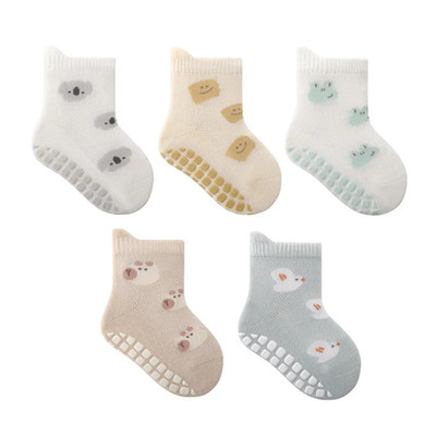 5 Pairs Childrens Non-Slip Socks Cute Cartoon Pattern Kids Boys Girls Floor Sock