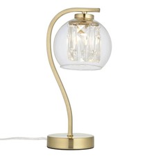 Table Lamp Touch Control Gold Globe Glass Shade Metal Living Room 36cm