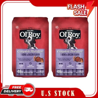 2 Bags Ol' Roy Complete Nutrition T-Bone & Bacon Flavor Dry Dog Food, 46 lbs