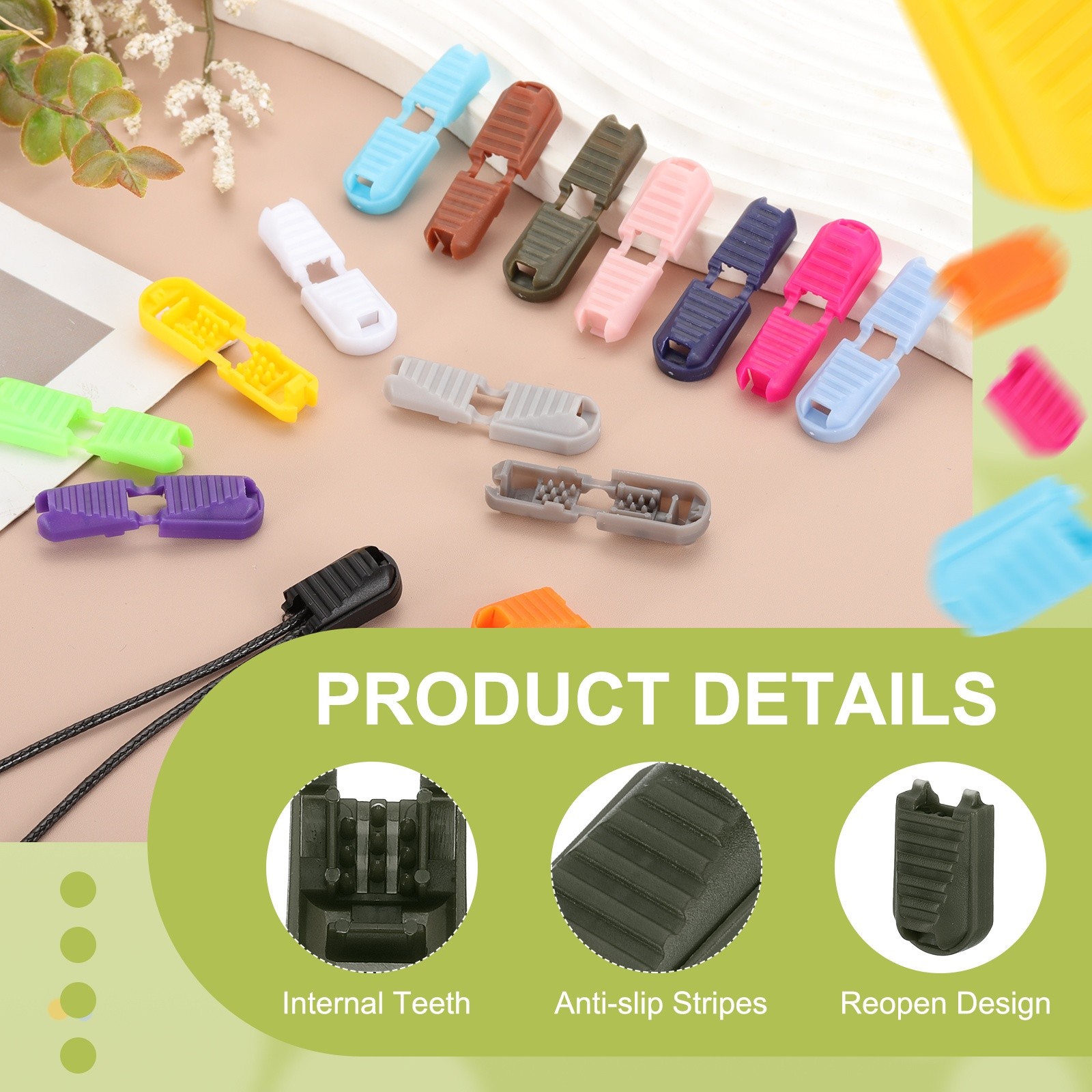 Zipper Pull Tabs Cord End Tips Shoelace End Clips - (30 Pack, Navy Green)