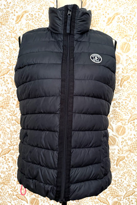 Abercrombie & Fitch Y2K Women's Vest Navy Size P/L (M) Puffer Quilted High Neck