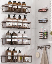 8 Pack Adhesive Bathroom Holders Dispensers for Kids Adults, Brown