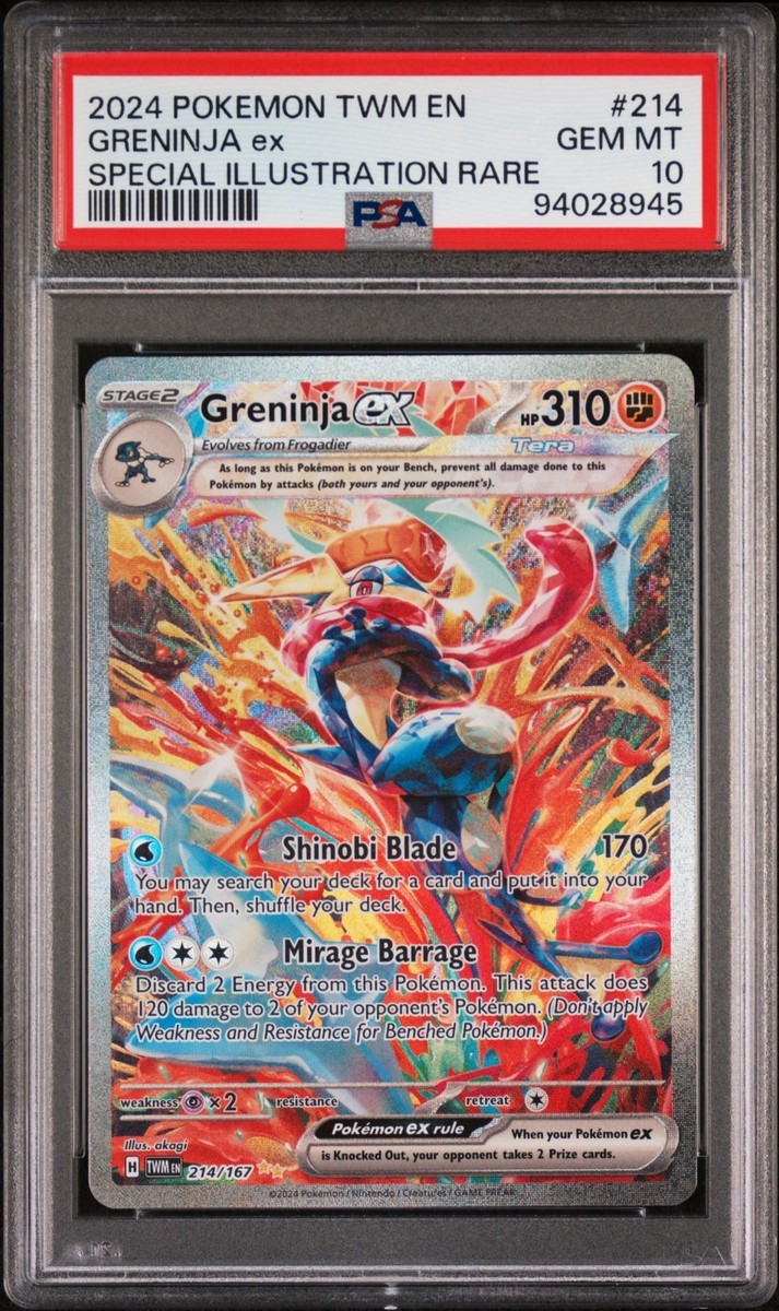 PSA 10 GEM MINT Pokemon Greninja ex 214/167 SIR 2024 SV Twilight