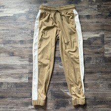 Athletic Works tan with white side stripe jogger track pants boys L 10-12