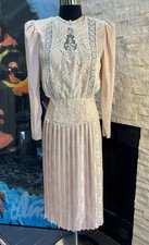 vtg scott mcclintock Pink Victorian Pleated Lace Cottagecore Dress Size 6