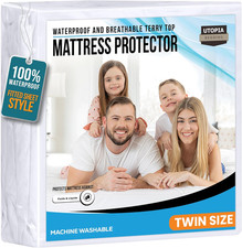 Twin Size Mattress Protector Waterproof, Premium 200 GSM Terry Mattress Cover, S