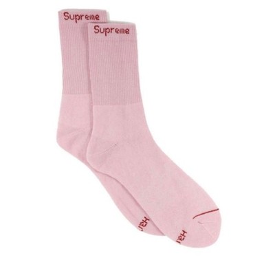 Supreme / Hanes Pink Crew Socks Authentic 4-Pack Size 6-12 Fast
