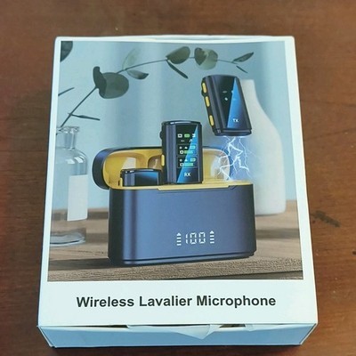 Wireless Lavalier/Lapel Microphone Kit, 3 Units, Charging Case, User Manual