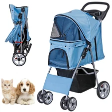 ZENY Foldable Pet Stroller, Cat/Dog Stroller with 4 Wheel, Pet Travel Carrier St