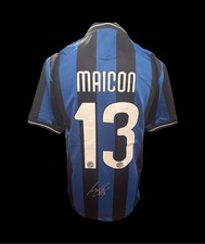 Maicon Inter Milan 2009-10 Hand Signed Home Shirt