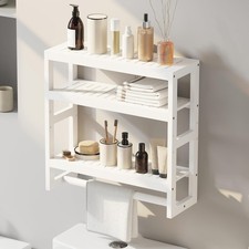 Bathroom Shelves with Hanging Bar Over Toilet Storage - Adjustable Wall Organ...