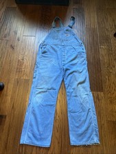 Vintage Big Mac Denim Blue Light Wash Overalls Sz 44x 31 Button Fly