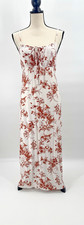 Monteau Floral Toile Babydoll Midi Dress Medium A-Line Stretch Cottagecore Event