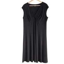 Chaps Y2K Babydoll Fit & Flare Midi Dress Women 16W 16 Black Sleeveless Office