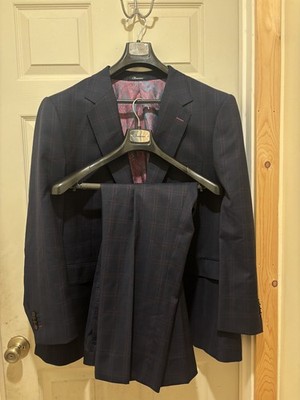 BRESCIANI Italian men's blazer super 150's luxury 100% wool red paisley lining
