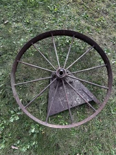 Antique Cast Iron Farm Implement Wheel - Rustic Industrial Decor