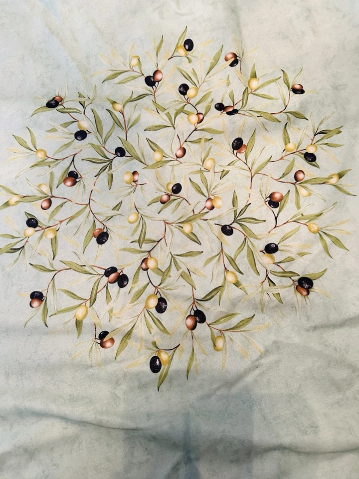 Wipeable Spill Resistant Made In France Light Green Olive Circular Tablecloth - Image 2 of 4