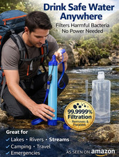 Portable Water Filter Straw Camping Hiking Travel Emergency Purifier Kit