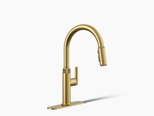 Kohler Lathe Pulldown Kitchen Faucet Brushed Modern Brass Finish Gold R31627-2MB