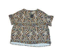 Eddie Bauer T Shirt Women’s XL Cotton V Neck Geometric Overlay Short Sleeve NWT