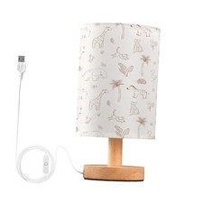Brown Safari Animals Bedside Table Lamp for Bedroom with USB Ports Small