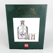 Holmegaard Glas Weihnachtsflasche + Schnapsgläser 2006 Golden Christmas Denmark