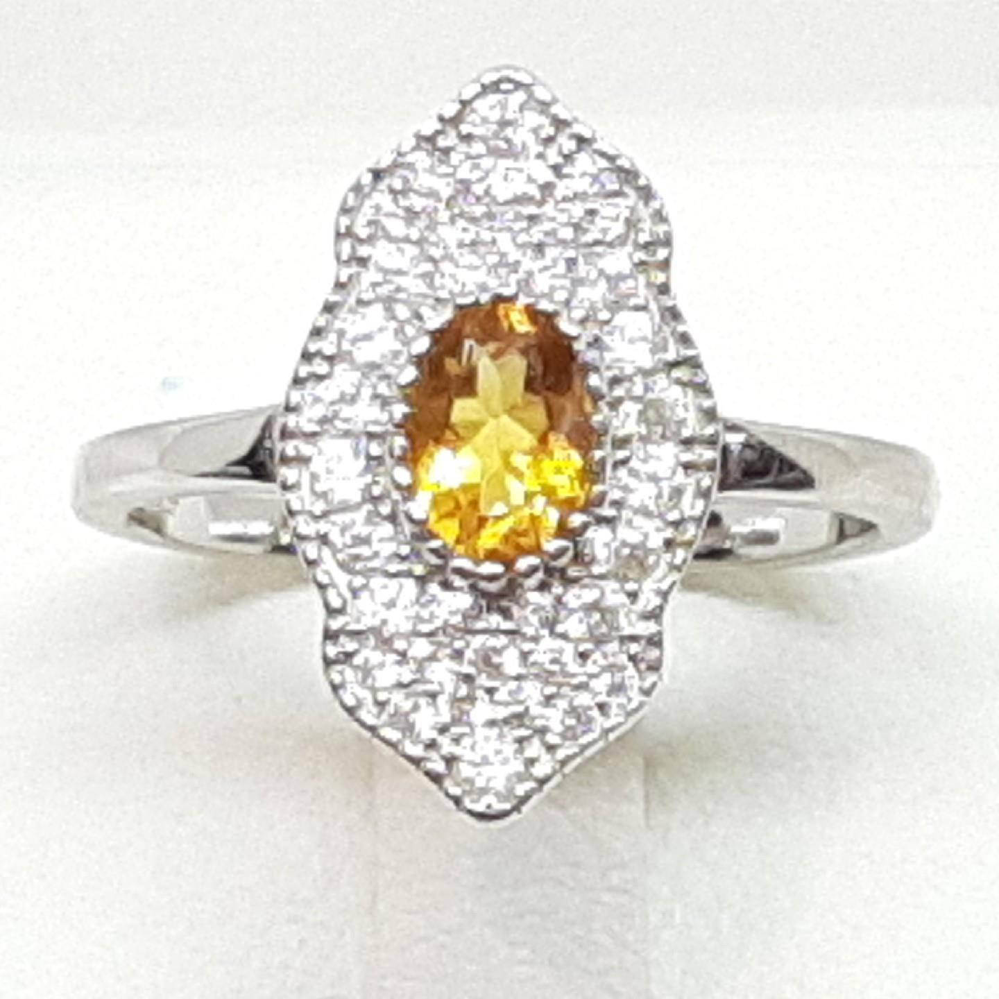 World-Class .28ctw Citrine & White Sapphire Sterling Silver Ring Size 7