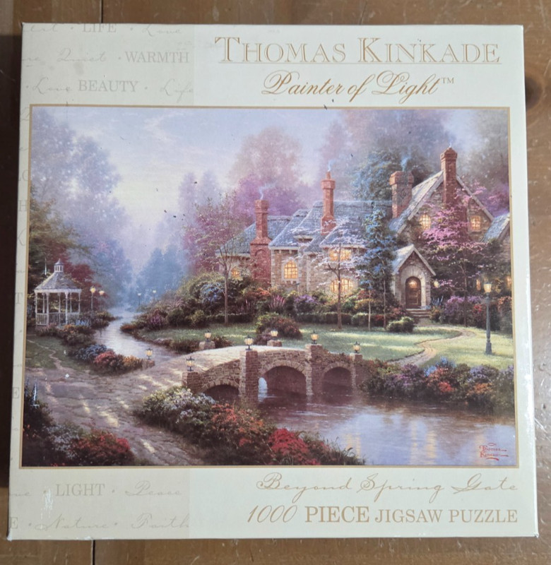 1000 Piece puzzle Thomas Kinkade Painter of Light  COMPLETE Beyond Spring Gate