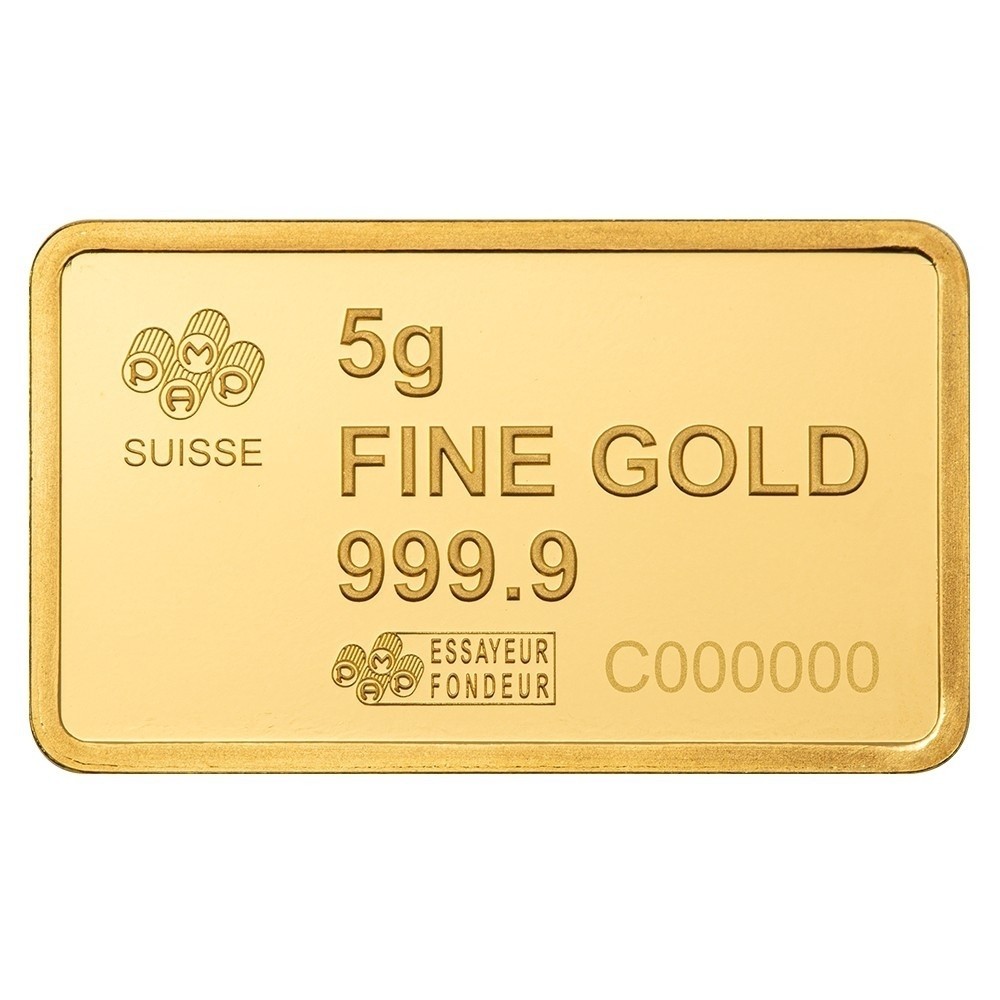 5 gram .999 Fine Gold Bar – PAMP America the Free Liberty Bell