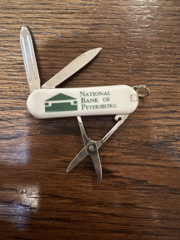 National Bank Of Petersburg Classic Pocket Knife White Small