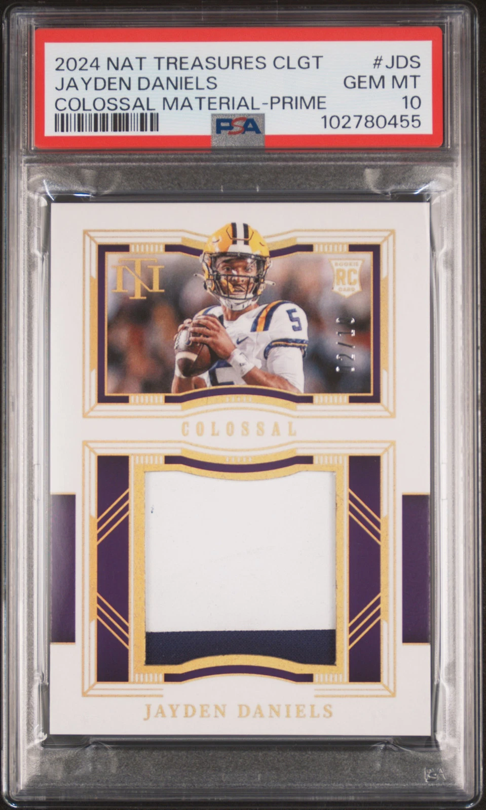 Jayden Daniels Panini National Treasures Collegiate Colossal Materials #JDS Prime