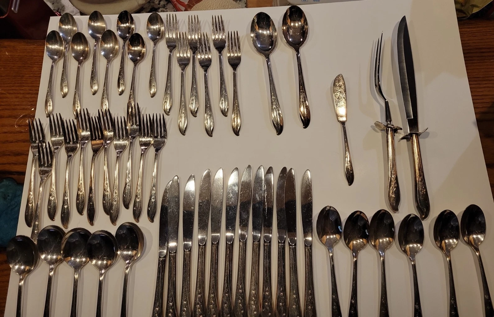 Lot of 54 Springtime 1847 Rogers Bros International Silverplate Flatware