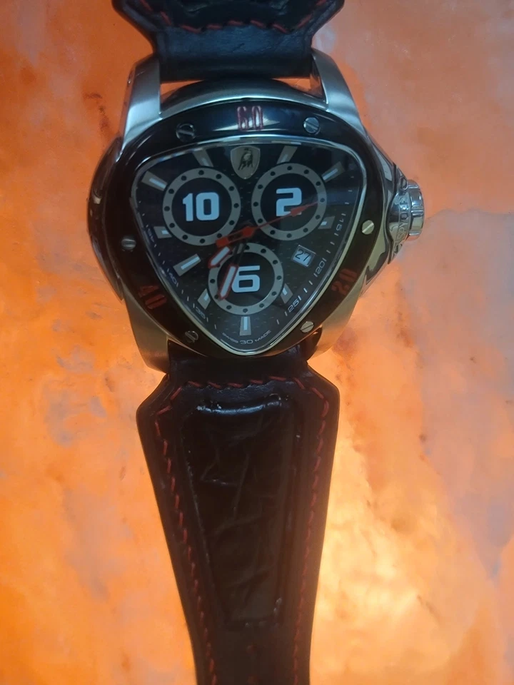 New Tonino Lamborghini Spyder 1300 Quartz Swiss Made Watch Leather New Battery! - Image 3 of 4