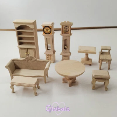 Maßstab 1:24 Puppenhaus Miniatur Wohnzimmermöbel Schrank Bücherregal Tisch Holz - Bild 1 von 4